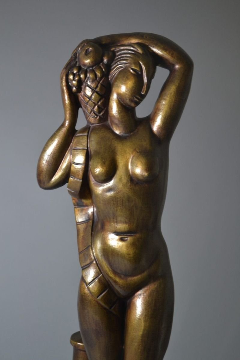 Orfeo Tamburi — Grande sculpture moderniste en bronze art déco, 1931-photo-2