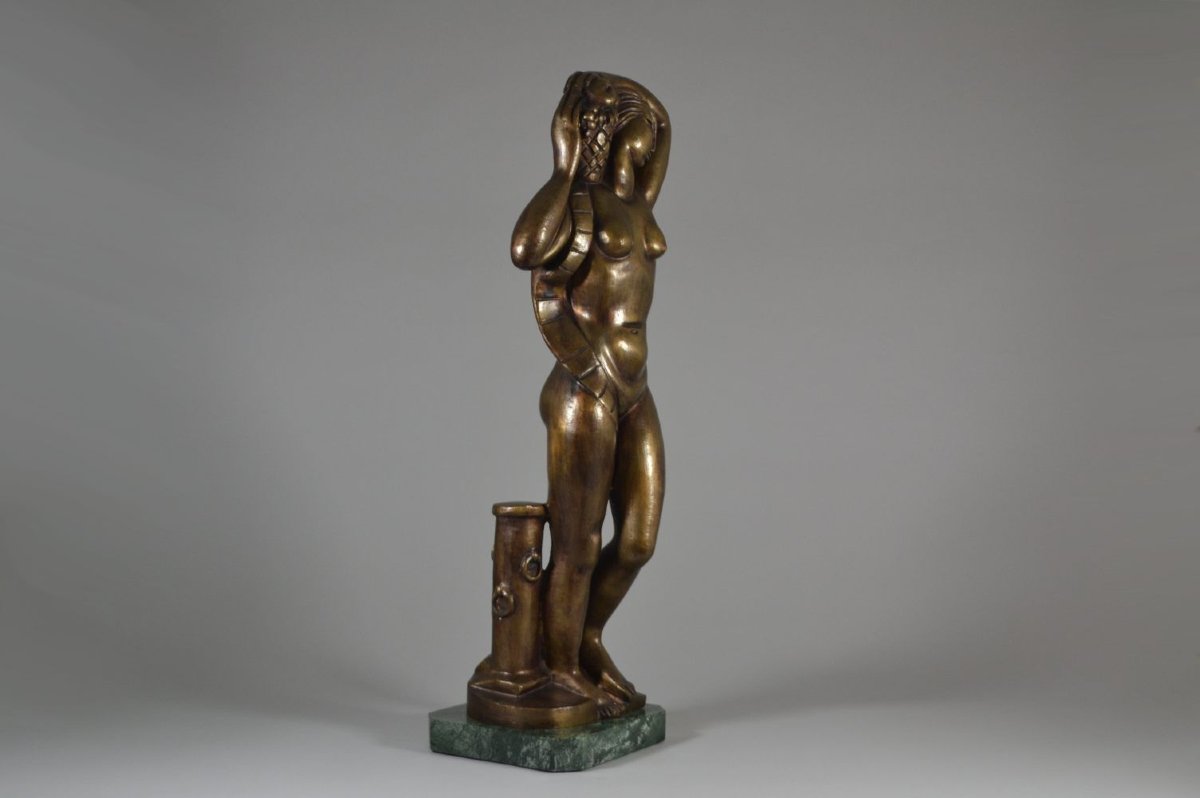Orfeo Tamburi — Grande sculpture moderniste en bronze art déco, 1931-photo-3