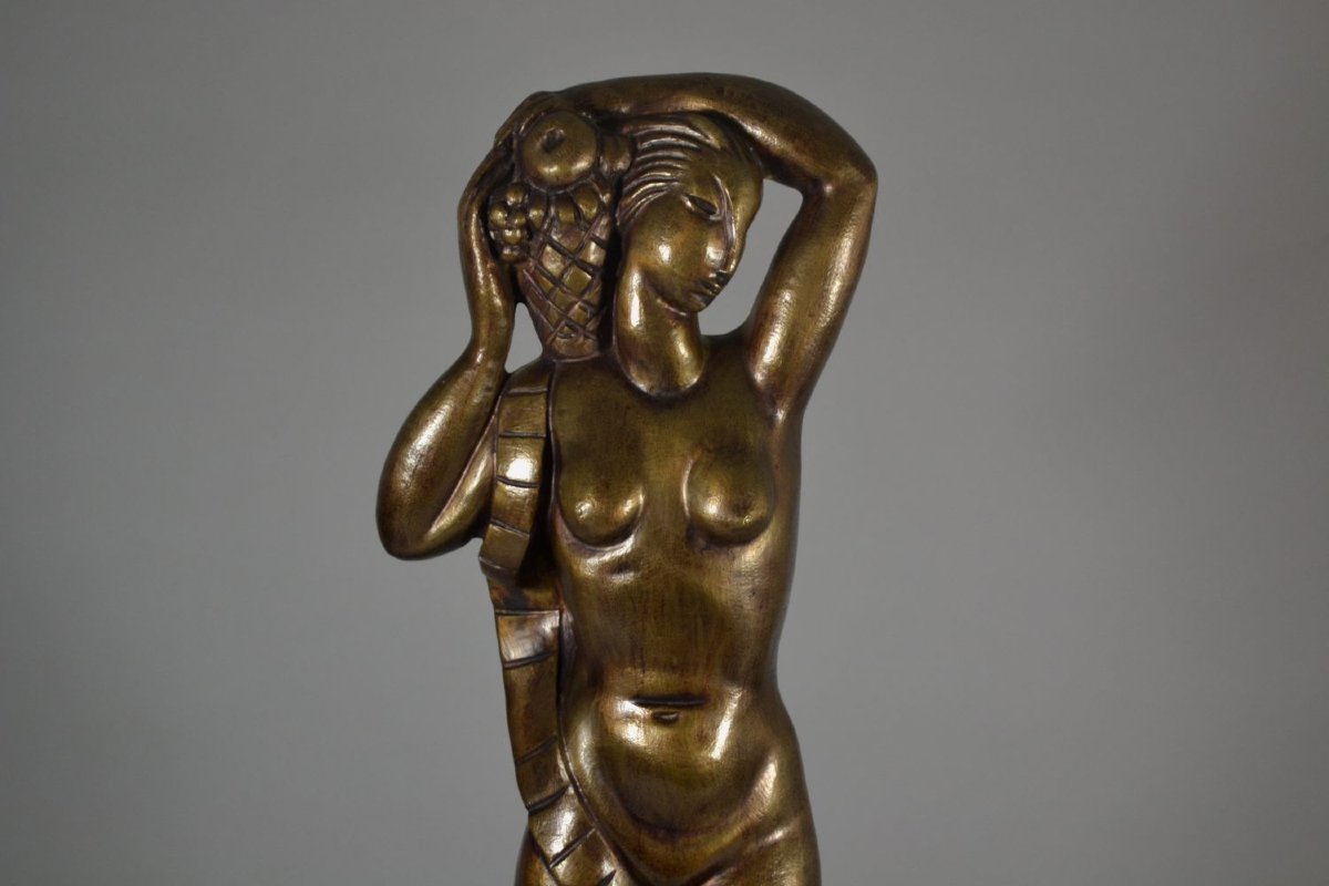 Orfeo Tamburi — Grande sculpture moderniste en bronze art déco, 1931-photo-4