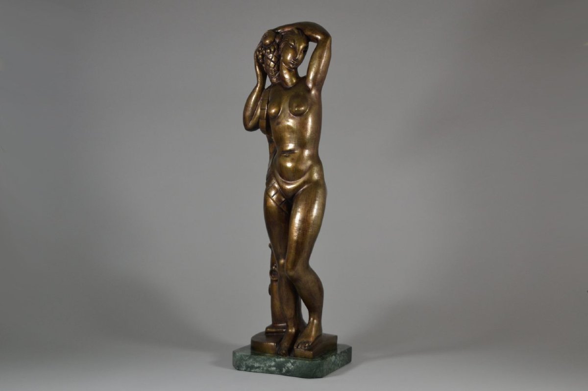 Orfeo Tamburi — Grande sculpture moderniste en bronze art déco, 1931-photo-5