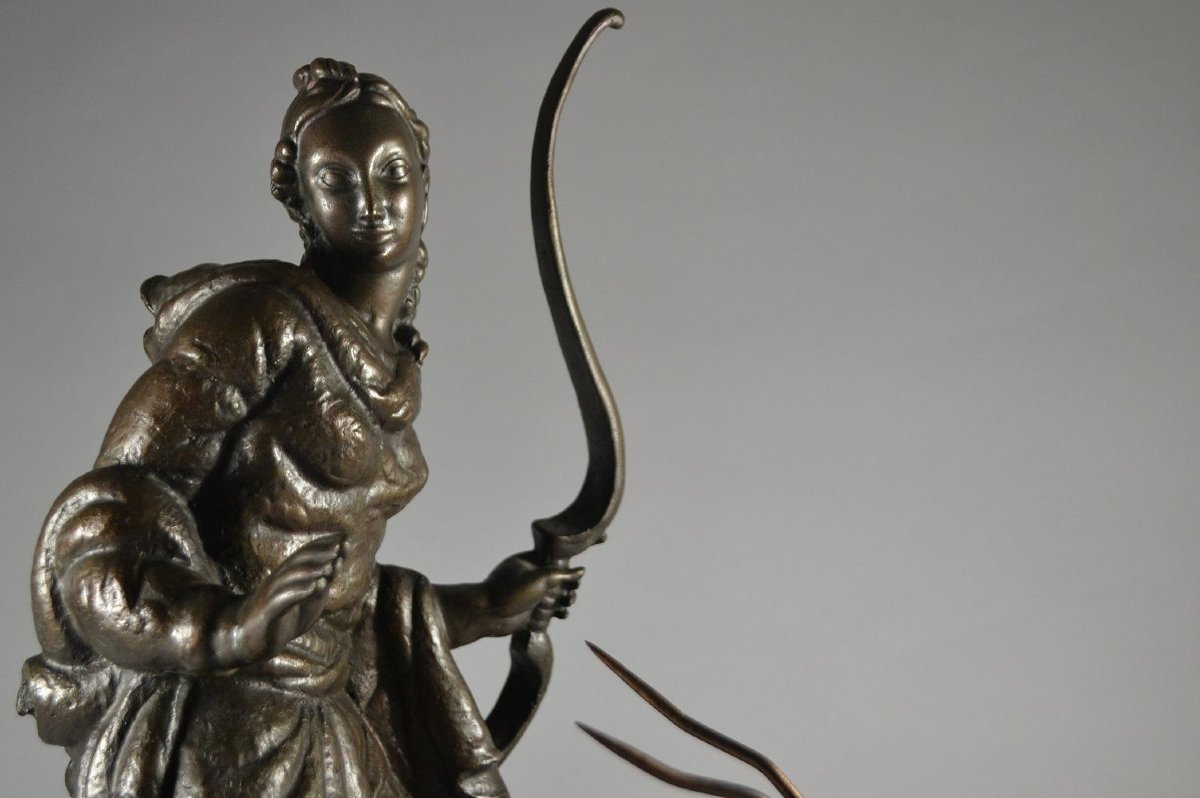 1929 Carle Lorenzetti Diana Huntress Art Deco Sculpture -photo-2