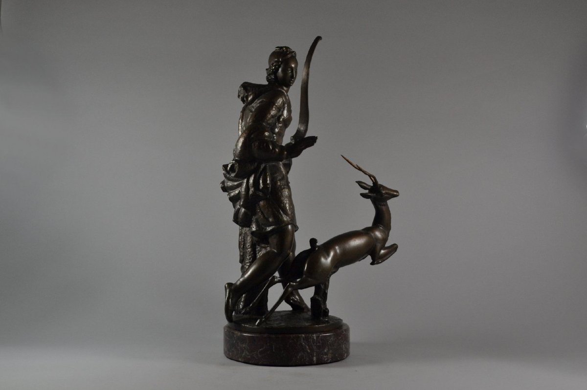 1929 Carle Lorenzetti Diana Huntress Art Deco Sculpture -photo-1