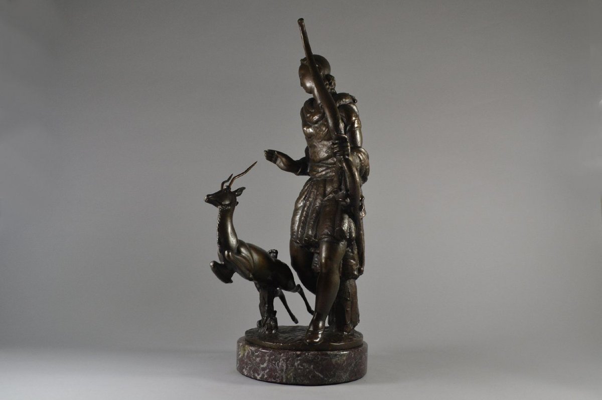 1929 Carle Lorenzetti Diana Huntress Art Deco Sculpture -photo-4