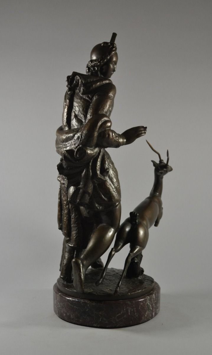1929 Carle Lorenzetti Diana Huntress Art Deco Sculpture -photo-5