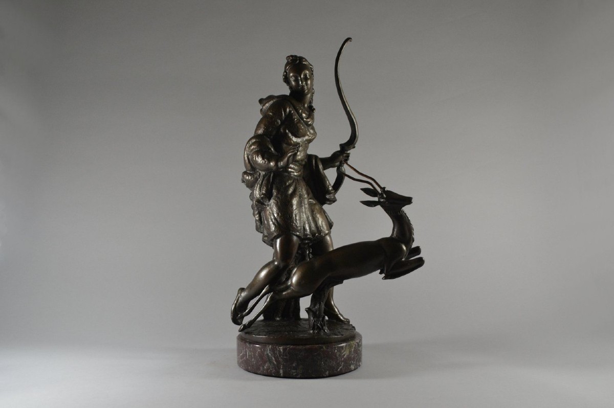 1929 Carle Lorenzetti Diana Huntress Art Deco Sculpture 