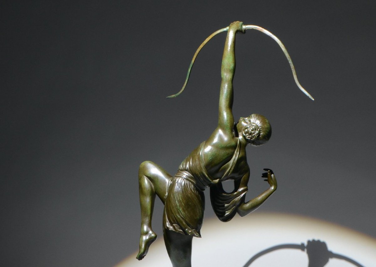Diane chasseresse 67 cm,  sculpture art déco en bronze de Pierre Le Faguays fonderie Susse-photo-3