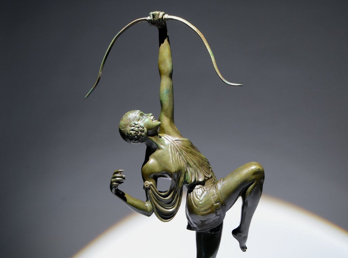 Diane chasseresse 67 cm,  sculpture art déco en bronze de Pierre Le Faguays fonderie Susse-photo-7