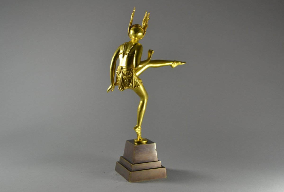 Laurel (pierre Le Faguays) Gilded Bronze Art Deco Dancer. Pierre Le Faguays (1892-1962)-photo-2