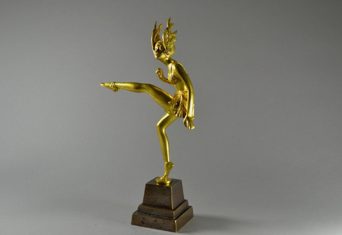 Laurel (pierre Le Faguays) Gilded Bronze Art Deco Dancer. Pierre Le Faguays (1892-1962)