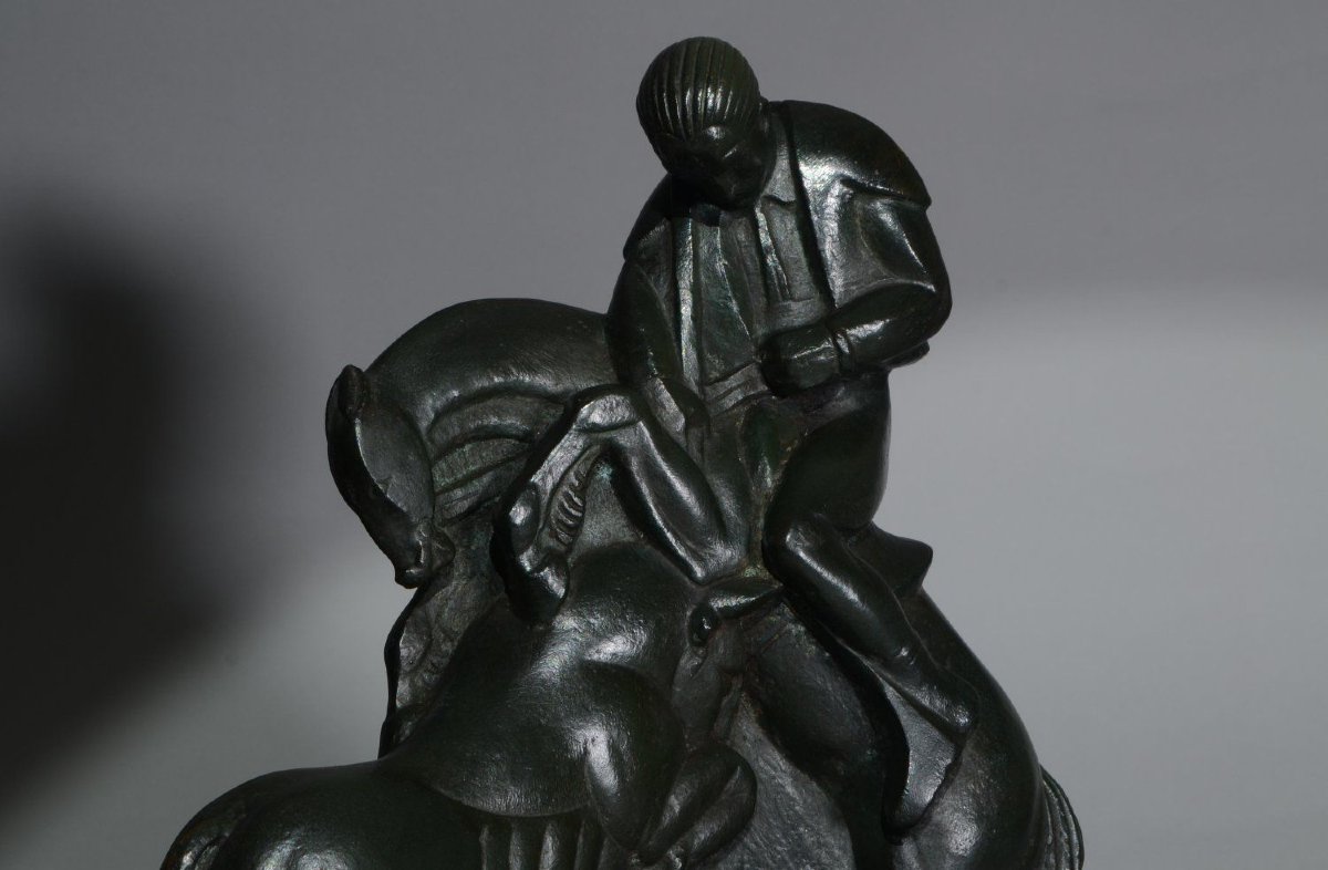 A. Gurdjan, russo-arménien. Sculpture cubiste Art Déco en bronze, 1923 – « Corrida »-photo-3