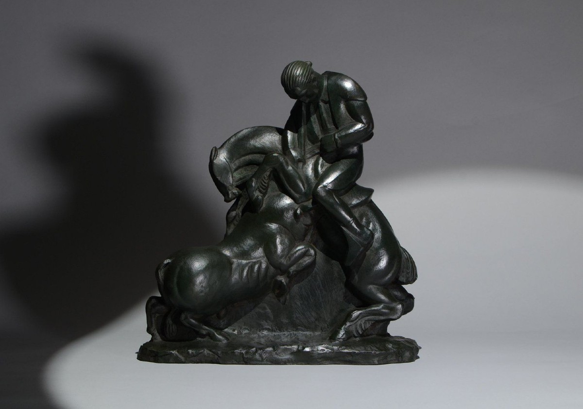 A. Gurdjan, russo-arménien. Sculpture cubiste Art Déco en bronze, 1923 – « Corrida »
