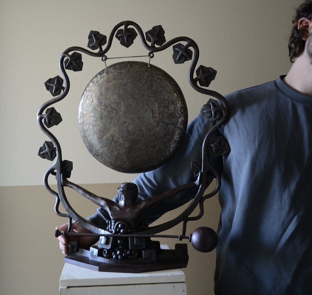 Jean Schwartz For 1925 Art Deco Exposition Museum Piece. Bacchus Gong-photo-4