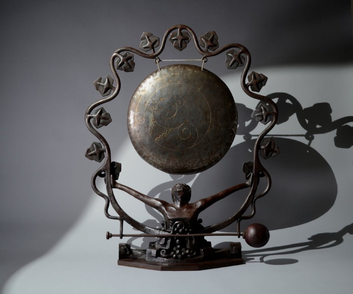 Jean Schwartz For 1925 Art Deco Exposition Museum Piece. Bacchus Gong