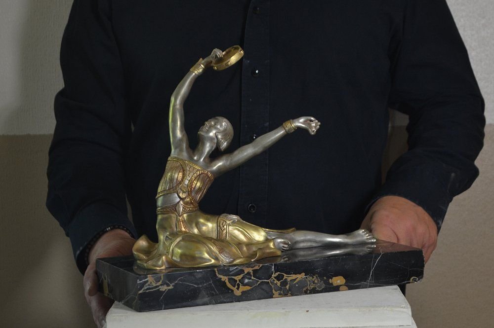 S. Lipchytz Tambourine Dancer Bronze Figure. Signed-photo-3