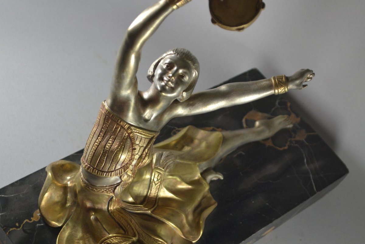 S. Lipchytz Tambourine Dancer Bronze Figure. Signed-photo-4