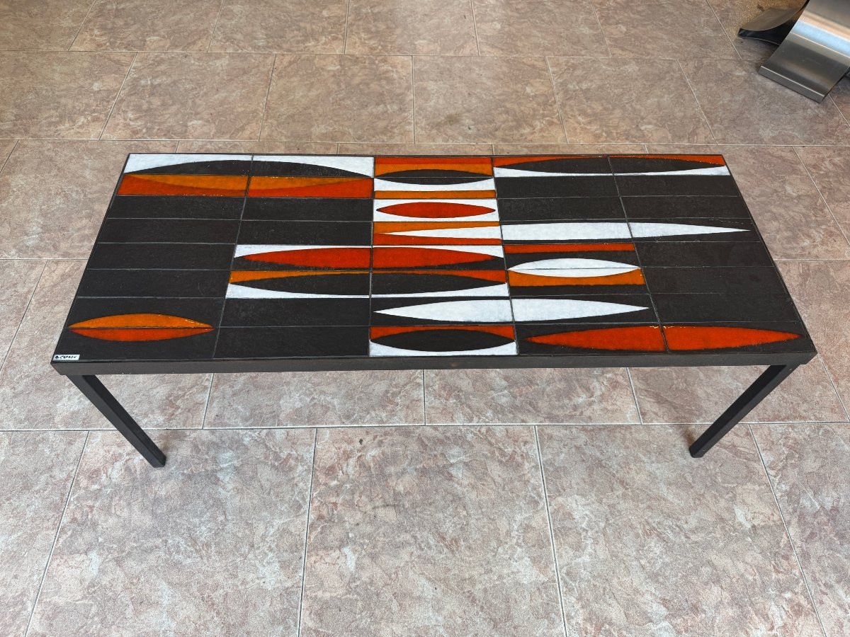 Authentic Navette Coffee Table By Roger Capron 1950 Design.-photo-3