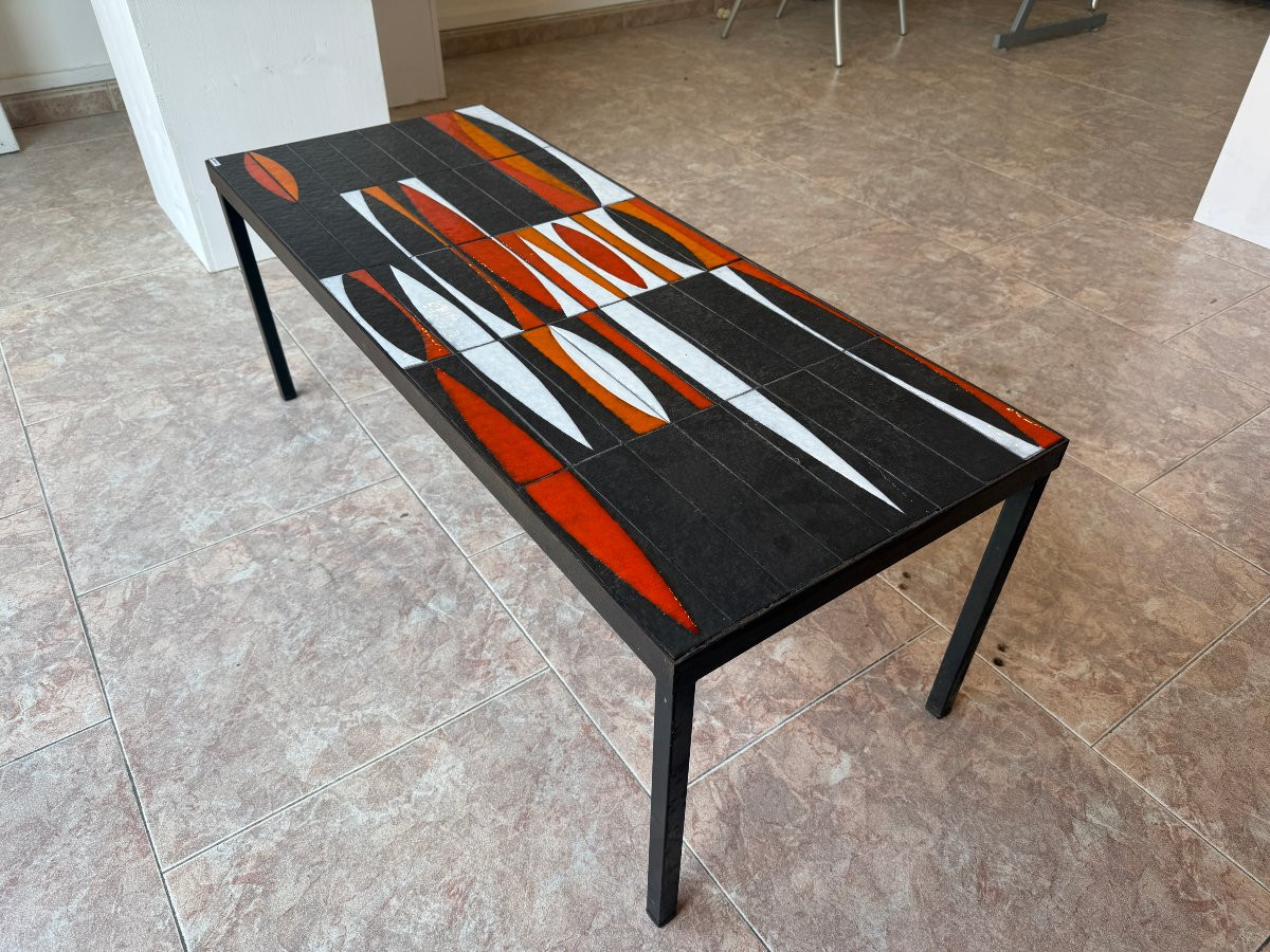 Authentic Navette Coffee Table By Roger Capron 1950 Design.-photo-4