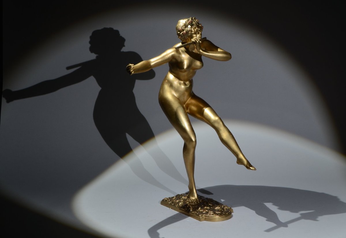 Tall Paul Philippe Bronze Figure. The Flute Dancer-photo-3