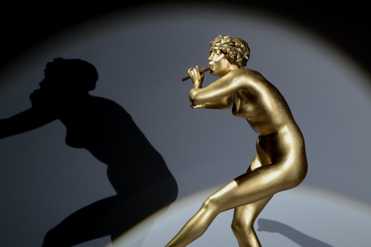 Tall Paul Philippe Bronze Figure. The Flute Dancer-photo-1