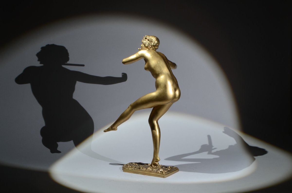 Tall Paul Philippe Bronze Figure. The Flute Dancer-photo-2