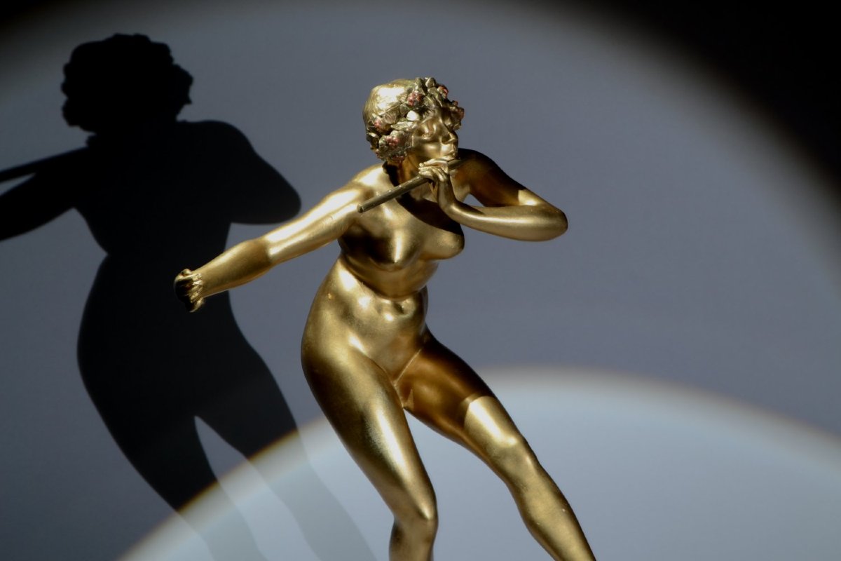 Tall Paul Philippe Bronze Figure. The Flute Dancer-photo-3