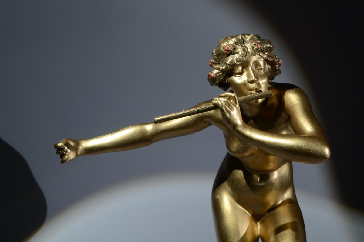 Tall Paul Philippe Bronze Figure. The Flute Dancer