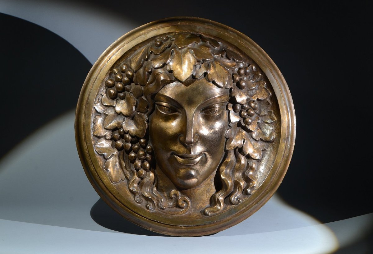 Architectural Art Deco Bronze Mascaron. “pomona”. 56cm. (sue Et Mare ? Paul Vera ?)-photo-4