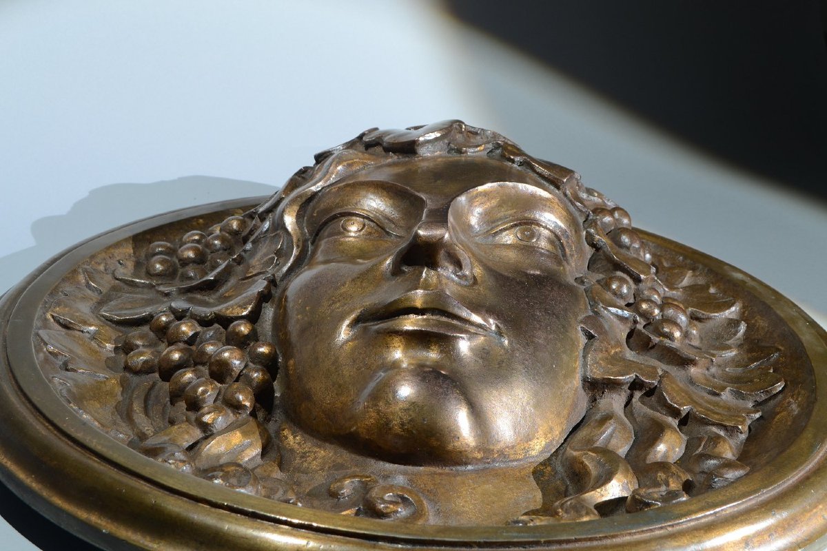 Architectural Art Deco Bronze Mascaron. “pomona”. 56cm. (sue Et Mare ? Paul Vera ?)-photo-1