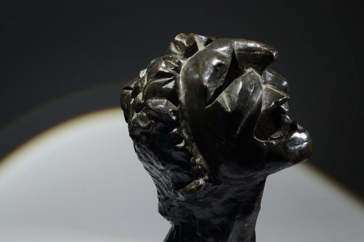 P.G. Martini. Importante sculpture en bronze cubiste futuriste.