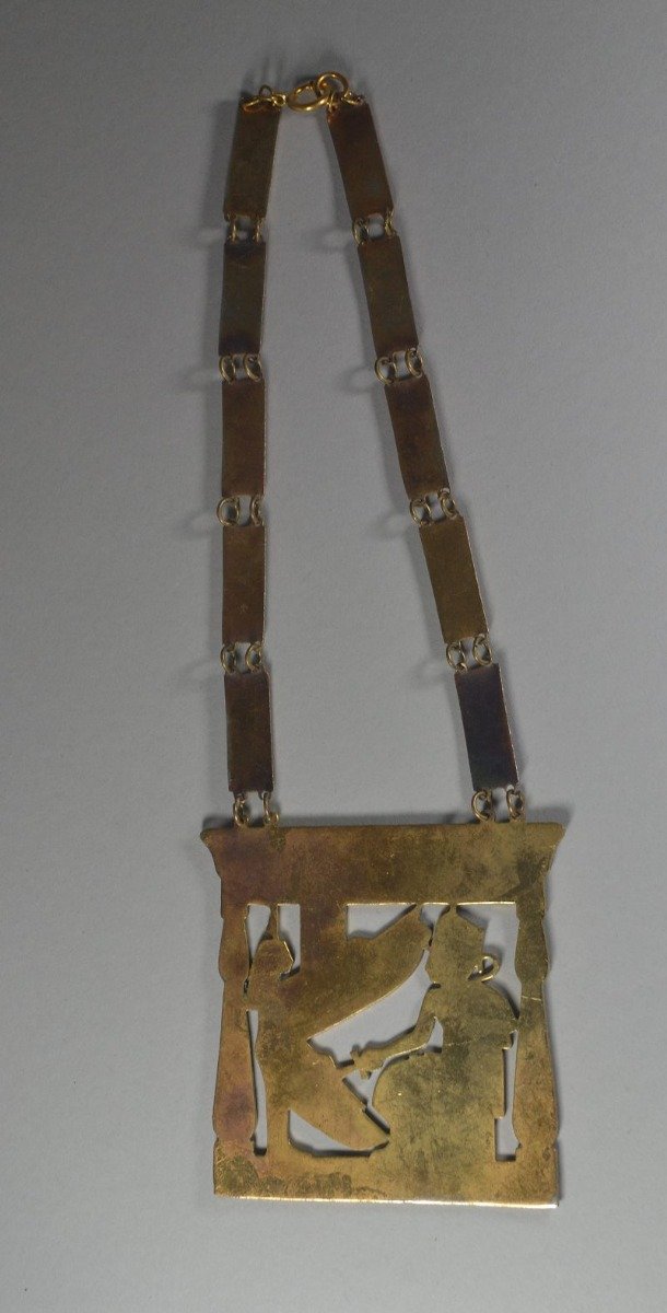 Pendentif Sautoir Egyptomanie art deco emaillé-photo-2