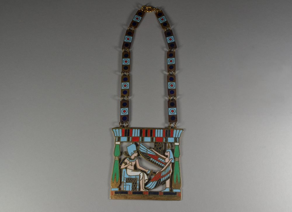 Pendentif Sautoir Egyptomanie art deco emaillé-photo-3