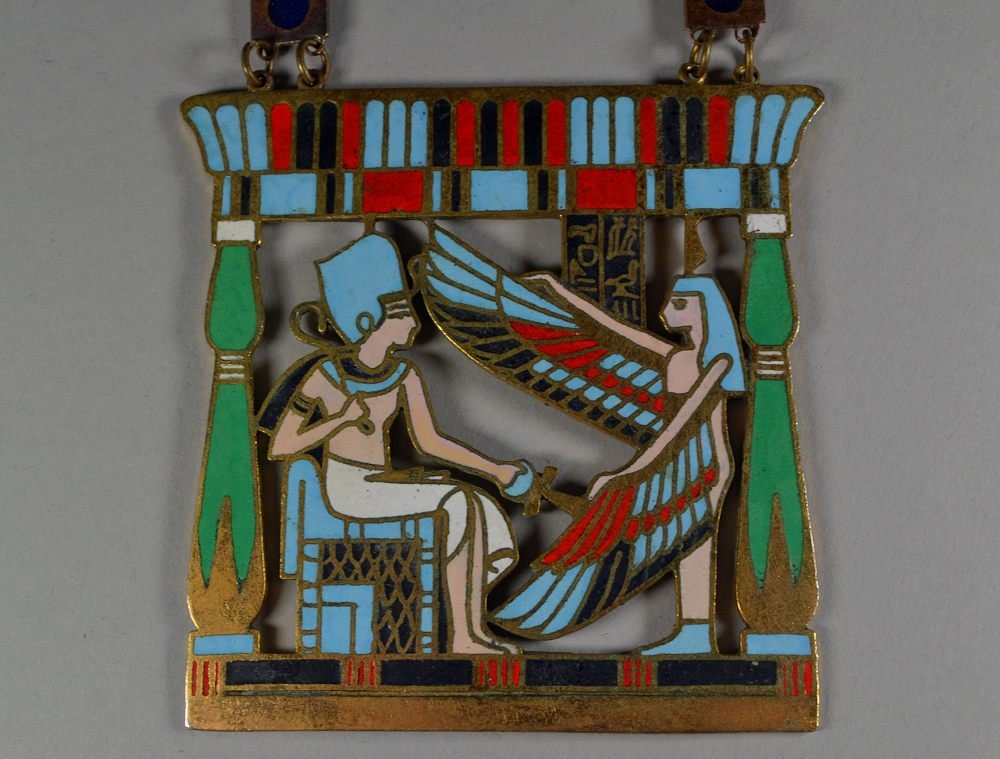 Pendentif Sautoir Egyptomanie art deco emaillé-photo-4