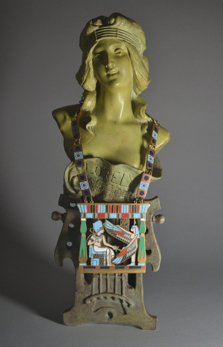 Pendentif Sautoir Egyptomanie art deco emaillé-photo-2