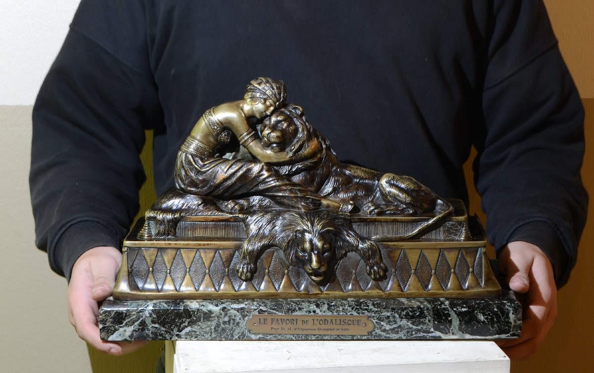 Dh. Chiparus. Bronze Sculpture Circa 1925. Art Deco Orientalist -photo-2