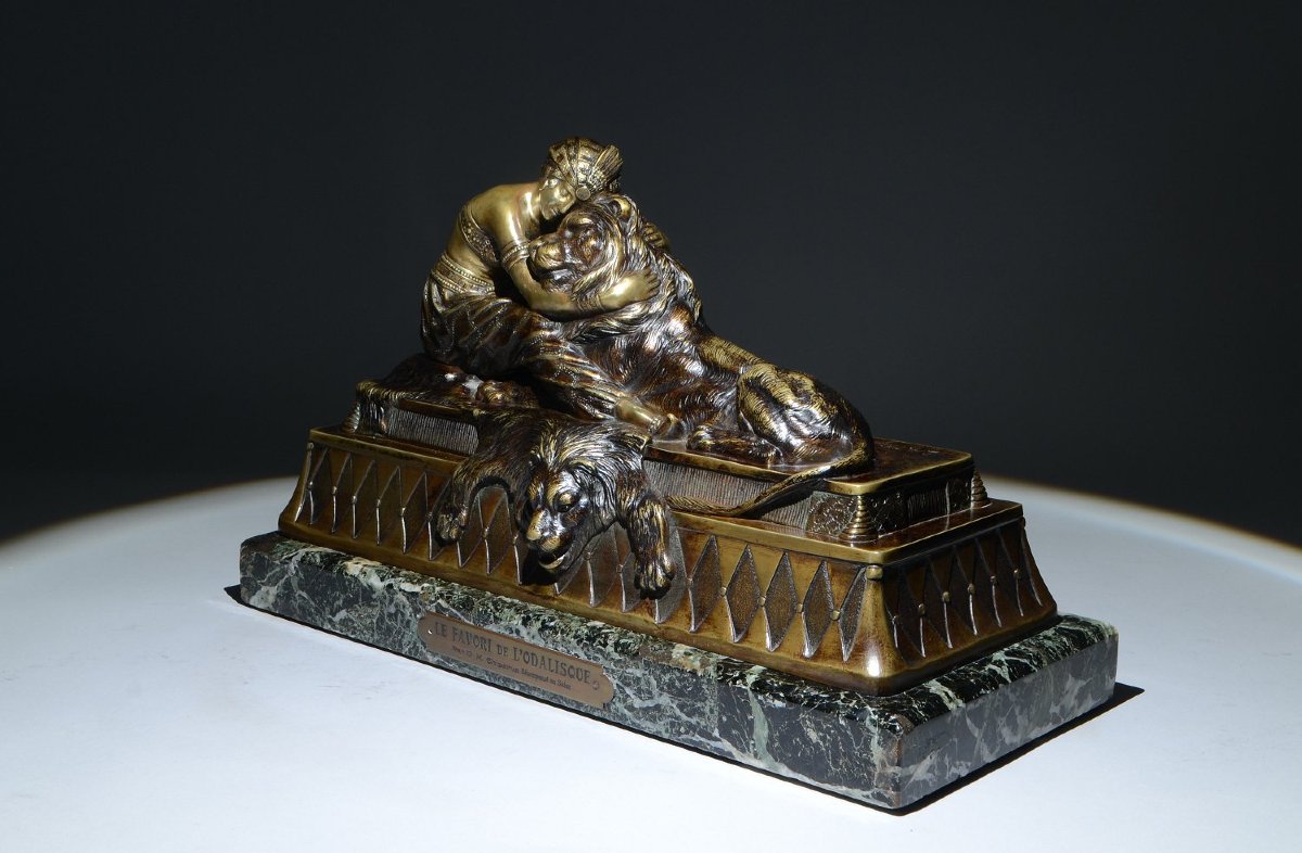Dh. Chiparus. Bronze Sculpture Circa 1925. Art Deco Orientalist -photo-3