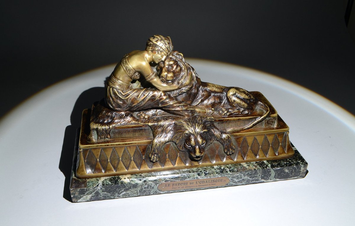 Dh. Chiparus. Bronze Sculpture Circa 1925. Art Deco Orientalist -photo-1