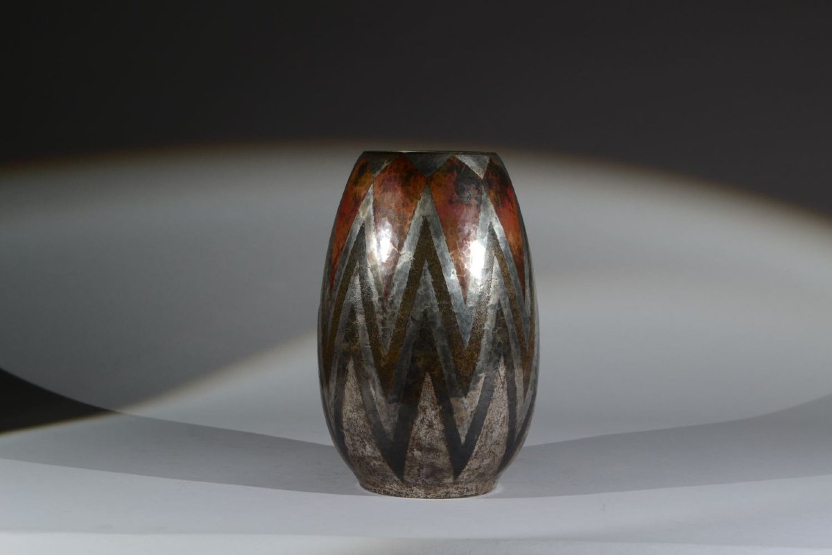 Claudius Linossier Art Deco Dinanderie Vase-photo-2