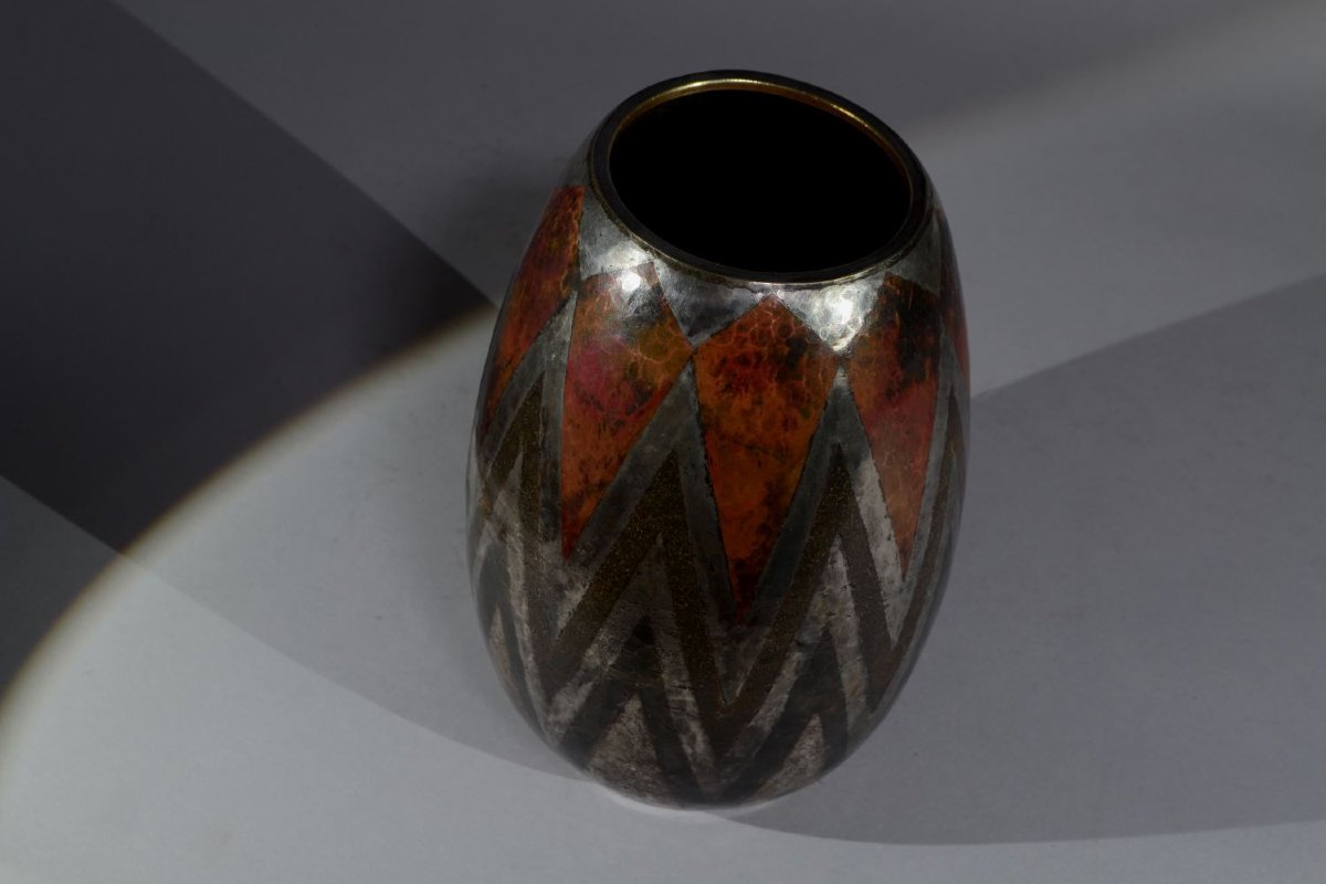 Claudius Linossier Art Deco Dinanderie Vase-photo-4