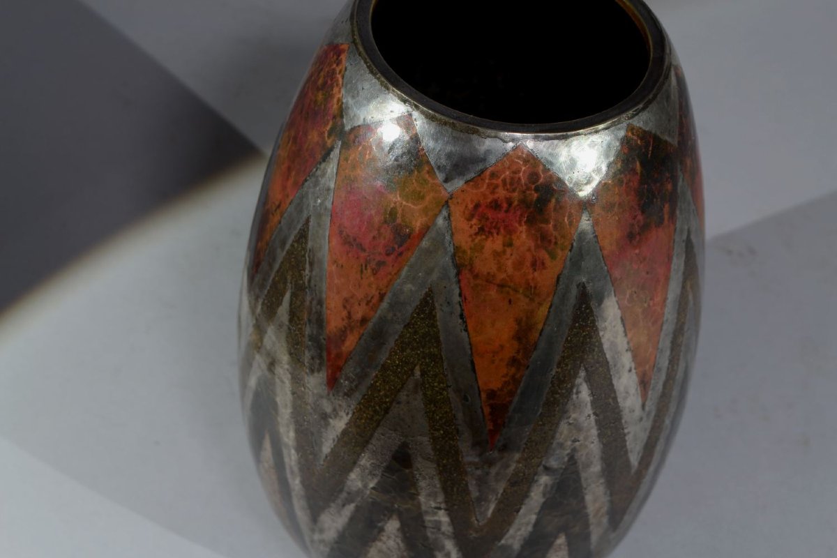 Claudius Linossier Art Deco Dinanderie Vase