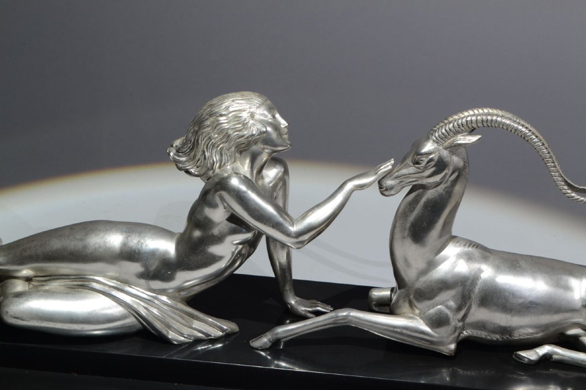 Fayral. Le Faguays. "SEDUCTION" pour Le Verrier. Version argentée. Sculpture art déco
