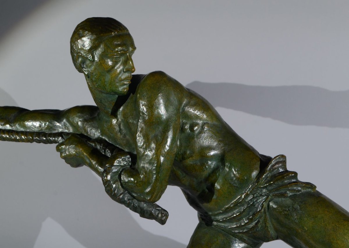 Très grande sculpture bronze art deco Pierre Le Faguays vers 1930-photo-3