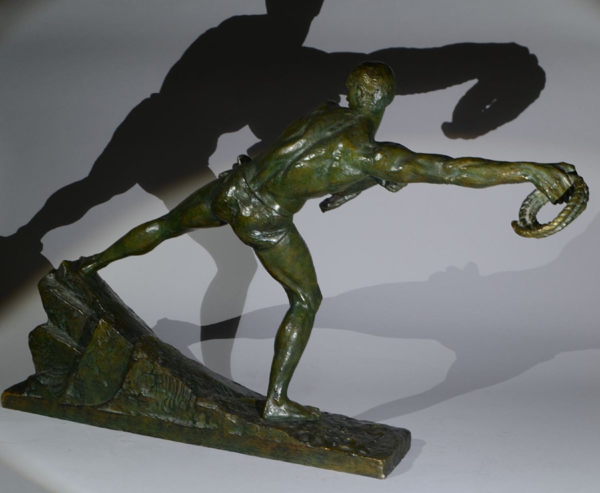 Très grande sculpture bronze art deco Pierre Le Faguays vers 1930-photo-4