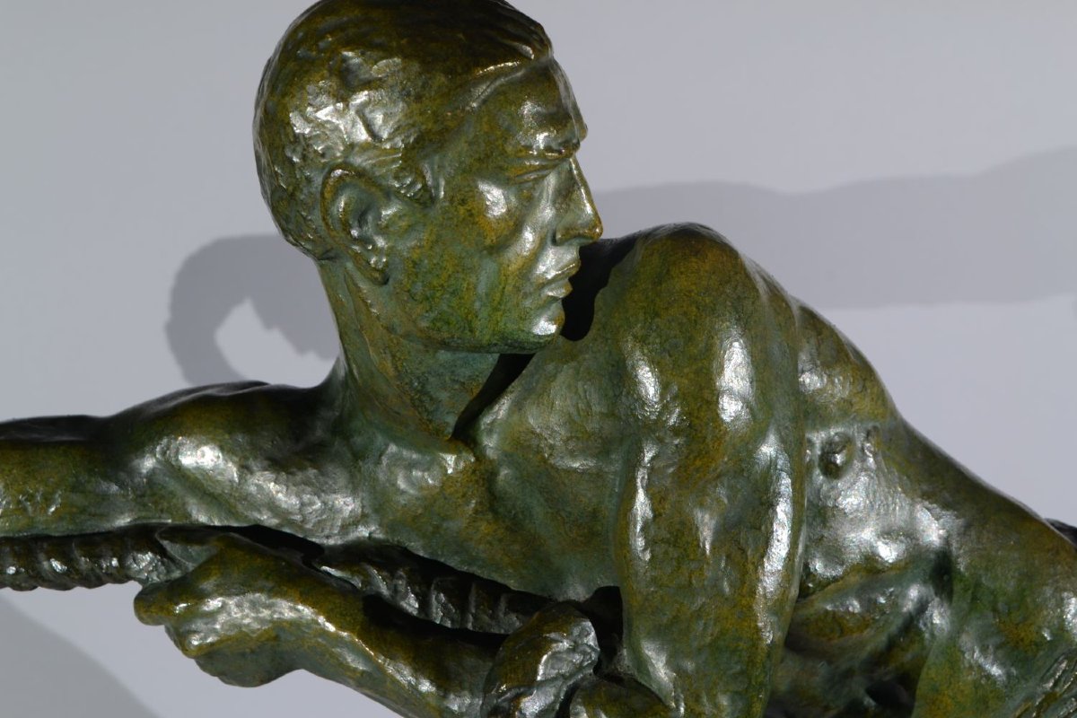 Très grande sculpture bronze art deco Pierre Le Faguays vers 1930-photo-1