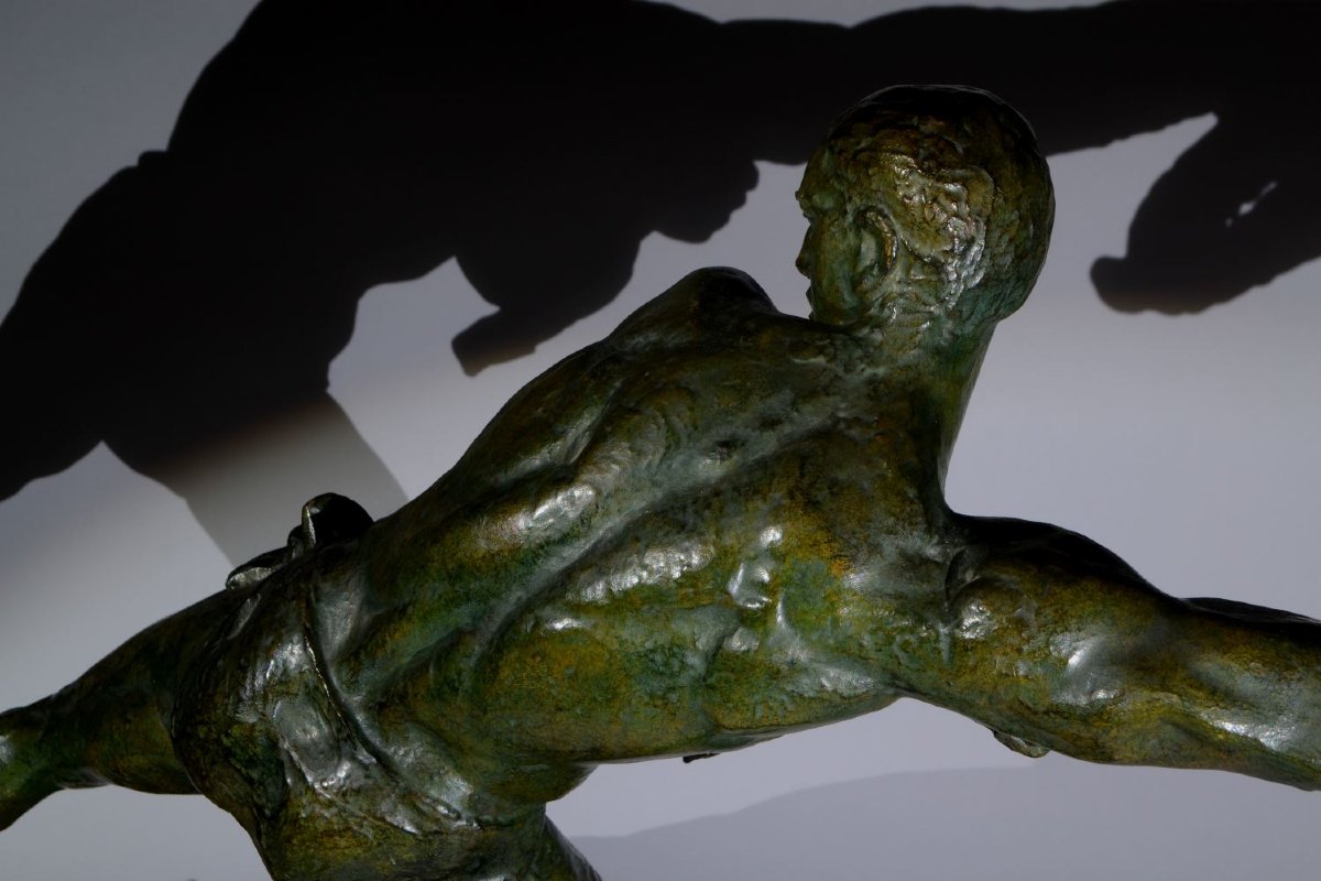 Très grande sculpture bronze art deco Pierre Le Faguays vers 1930-photo-2