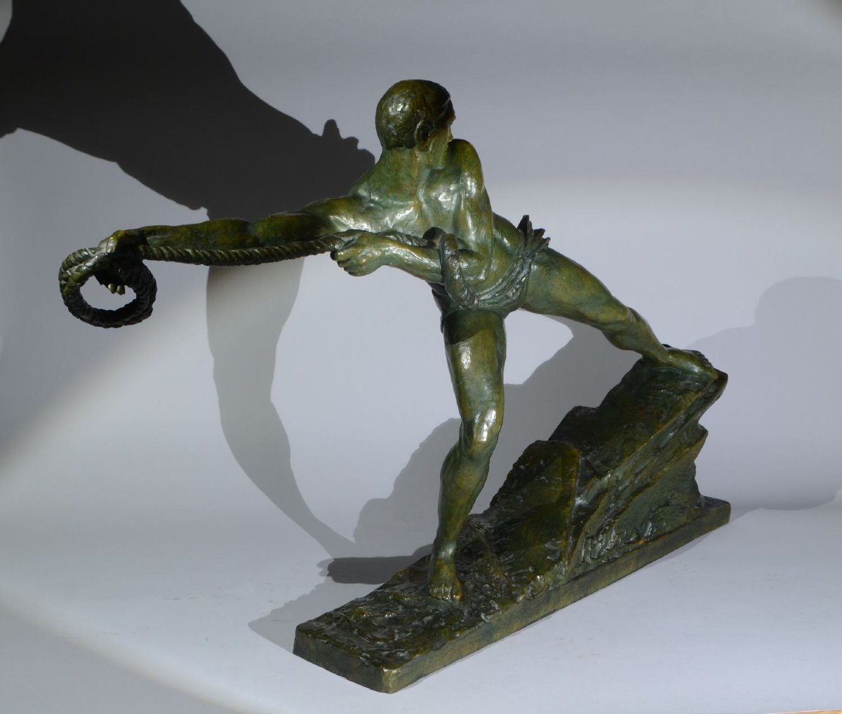 Très grande sculpture bronze art deco Pierre Le Faguays vers 1930-photo-4