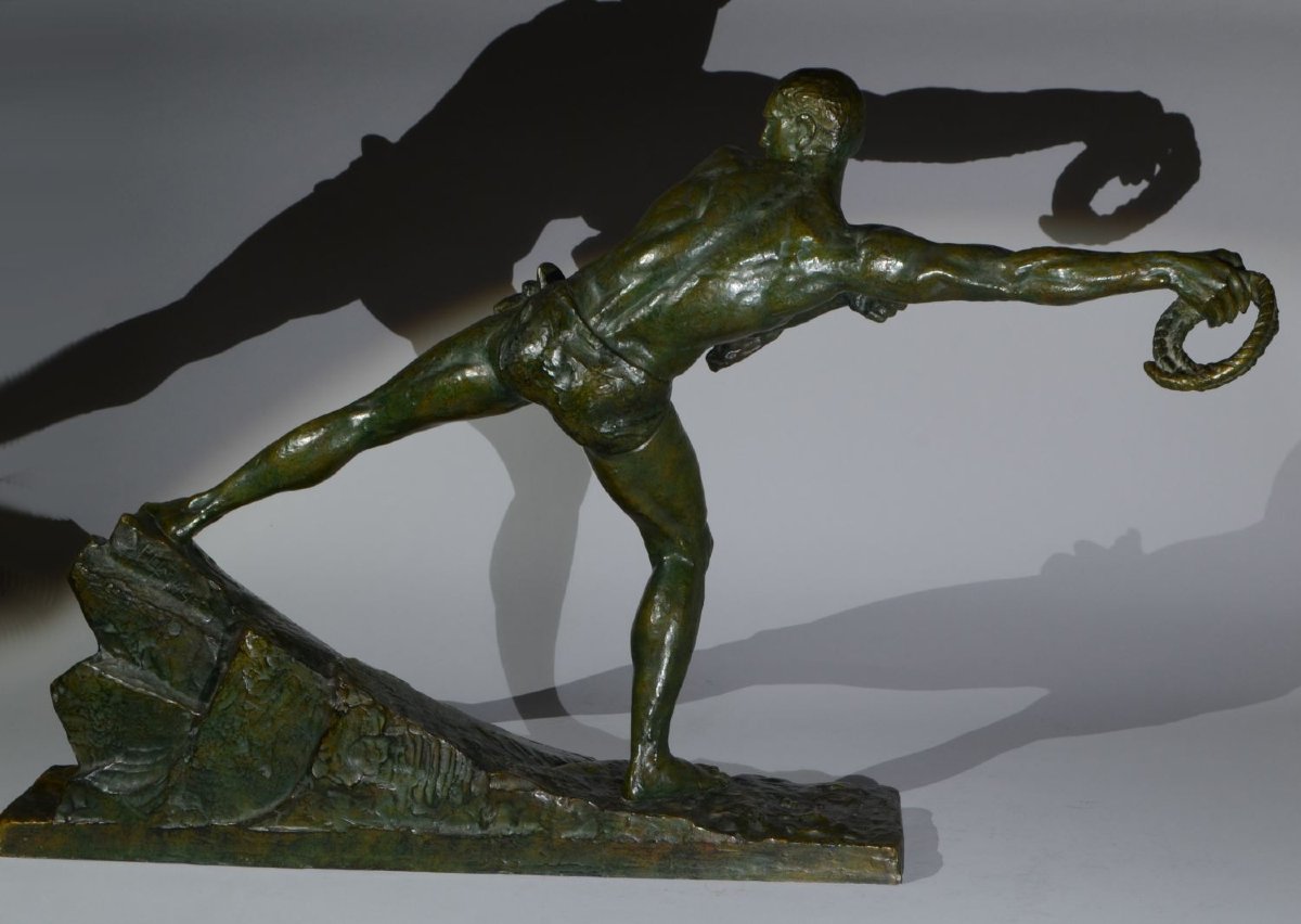 Très grande sculpture bronze art deco Pierre Le Faguays vers 1930-photo-6