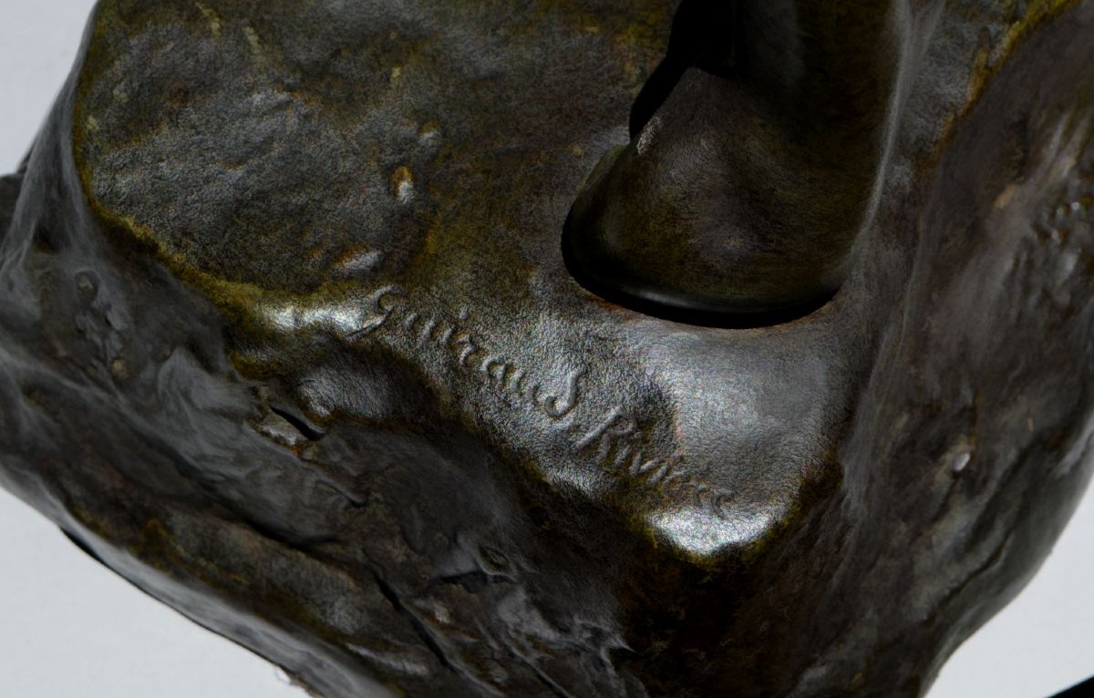 Guiraud-Rivière – Les Trois Haleurs ou la Force, Sculpture bronze emblématique Art Deco-photo-3