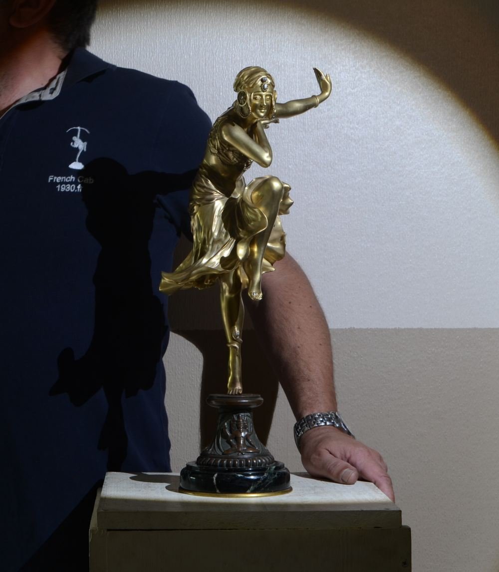 Claire Colinet. Bronze Sculpture. Hindu Dancer. Art Deco. Orientalist.-photo-3