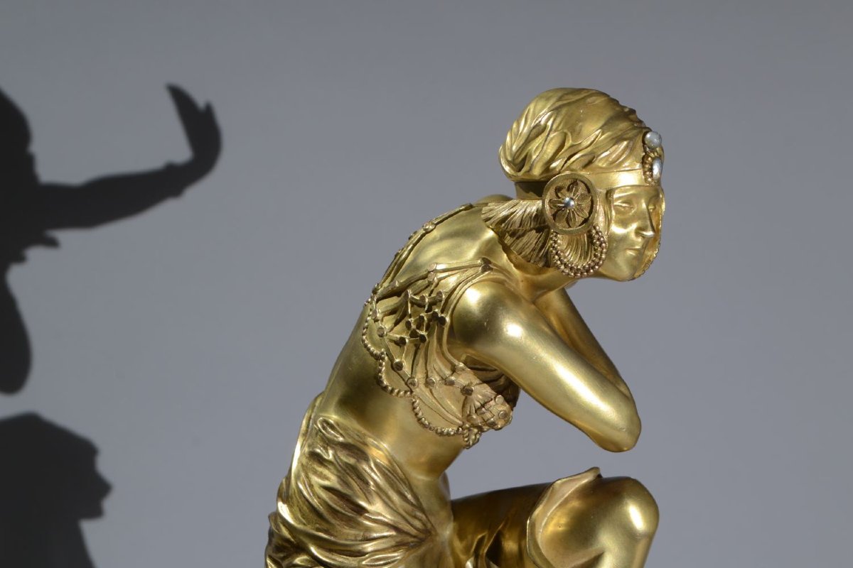 Claire Colinet. Bronze Sculpture. Hindu Dancer. Art Deco. Orientalist.-photo-4