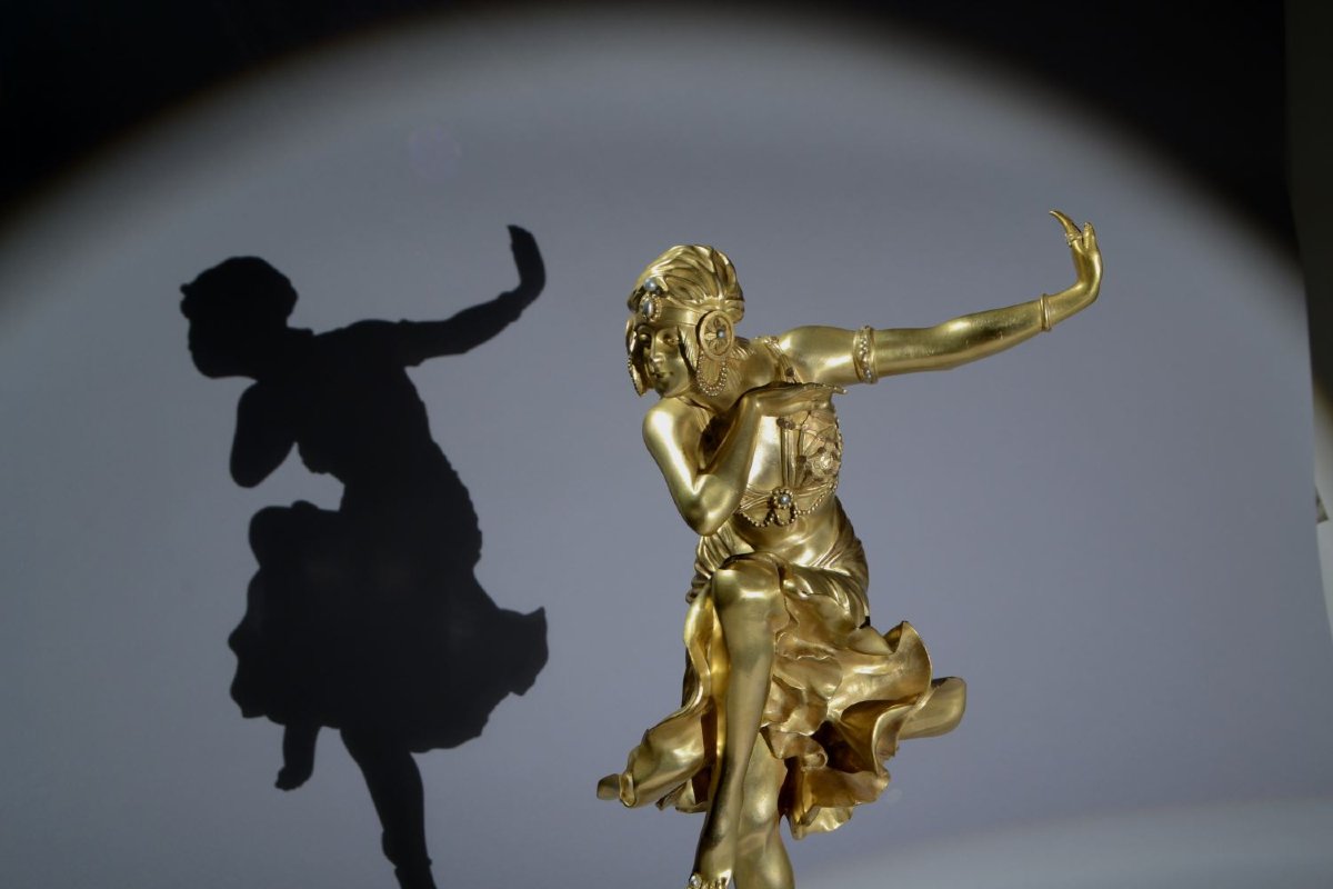 Claire Colinet. Bronze Sculpture. Hindu Dancer. Art Deco. Orientalist.-photo-2